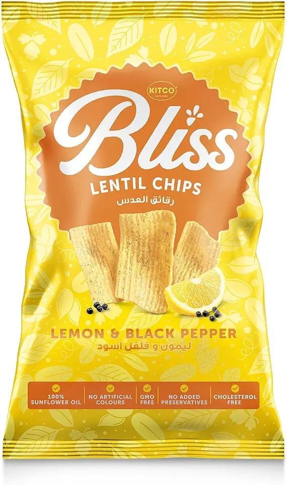 Kitco Bliss Lemon & Black Pepper Lentil Chips, 27 G