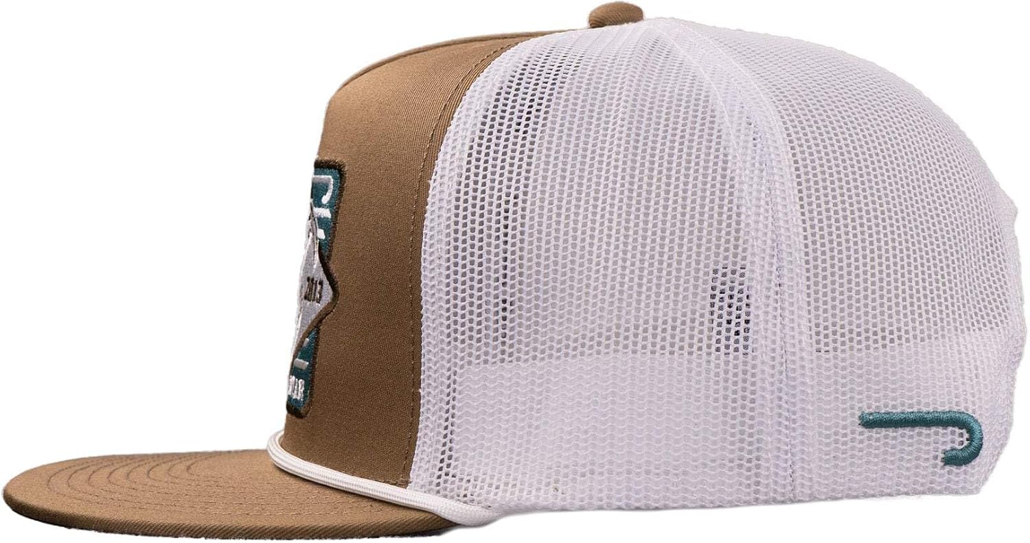 Lazy J Ranch Coyote Brown & White Iron Horn Classic Rope Trucker Hat - Adjustable Unisex Country Hats, Vintage Trucker Hat, Rope Hat
