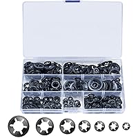 Vista 1 de 340 arandelas internas de bloqueo de estrella de dientes, clips de velocidad a presión, M3-M12, arandelas de bloqueo rápido negras de 65 Mn