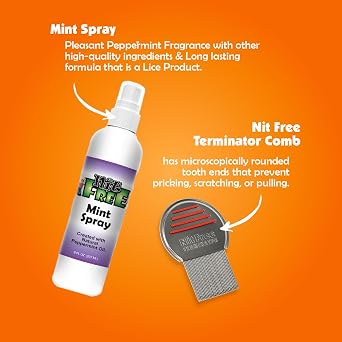 Nit Free Terminator Comb, Mint Spray, Head Lice Combo Kit, 16oz Spray Set
