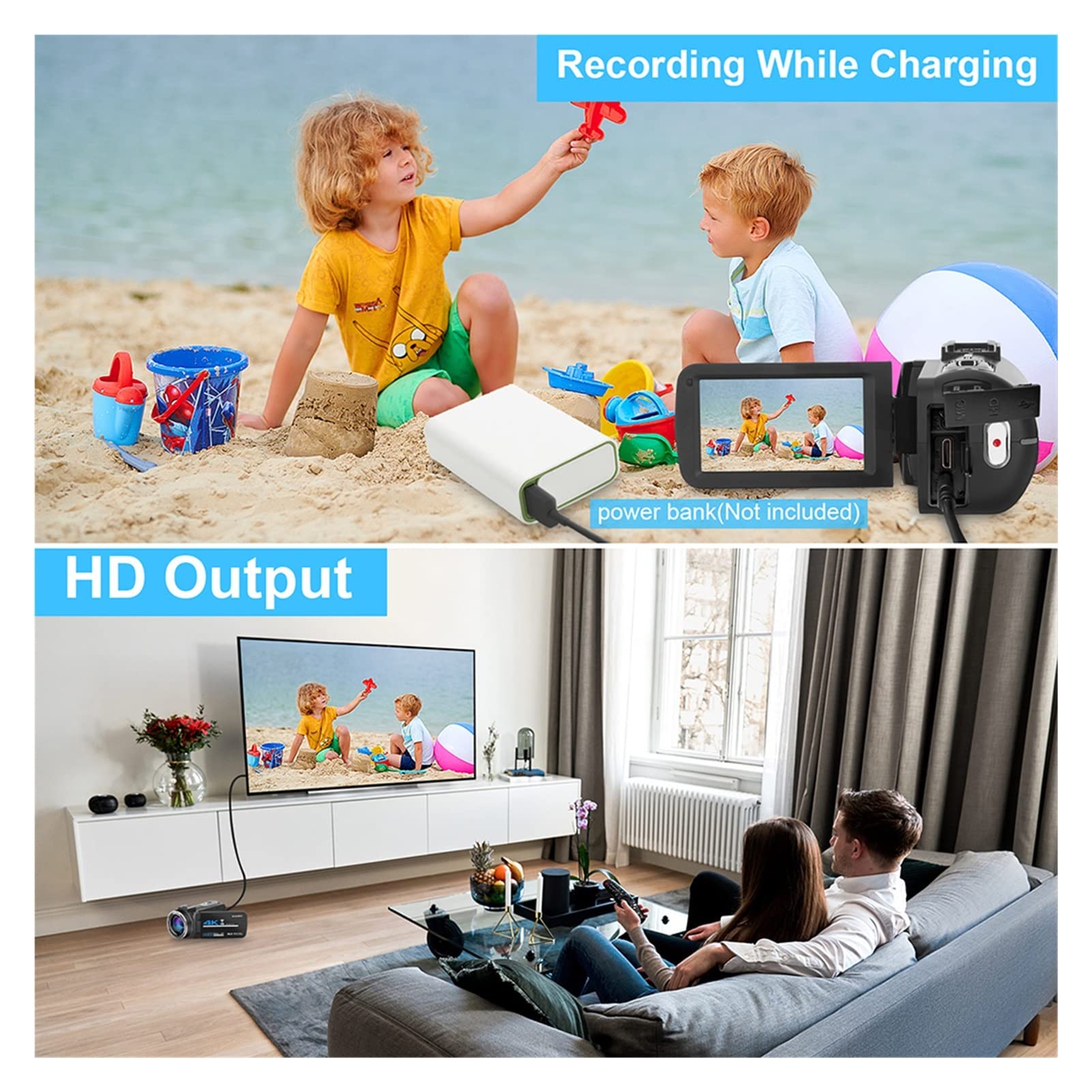 Kamera Wideo, Kamera wideo Vlogowanie kamery Auto Focus 4 8MP cyfrowa kamera Vlogging z zoomem bezprzewodowym zdalnym sterowaniem 2.4G(128G SD Card,AF6-Mic-Lens-Light)
