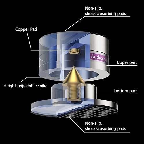 Miniatura 5 de Audiocrast IF03S - Aisladores de altavoz, picos de altavoz de alta gama, almohadillas de pie de soporte de alta fidelidad, discos de aislamiento