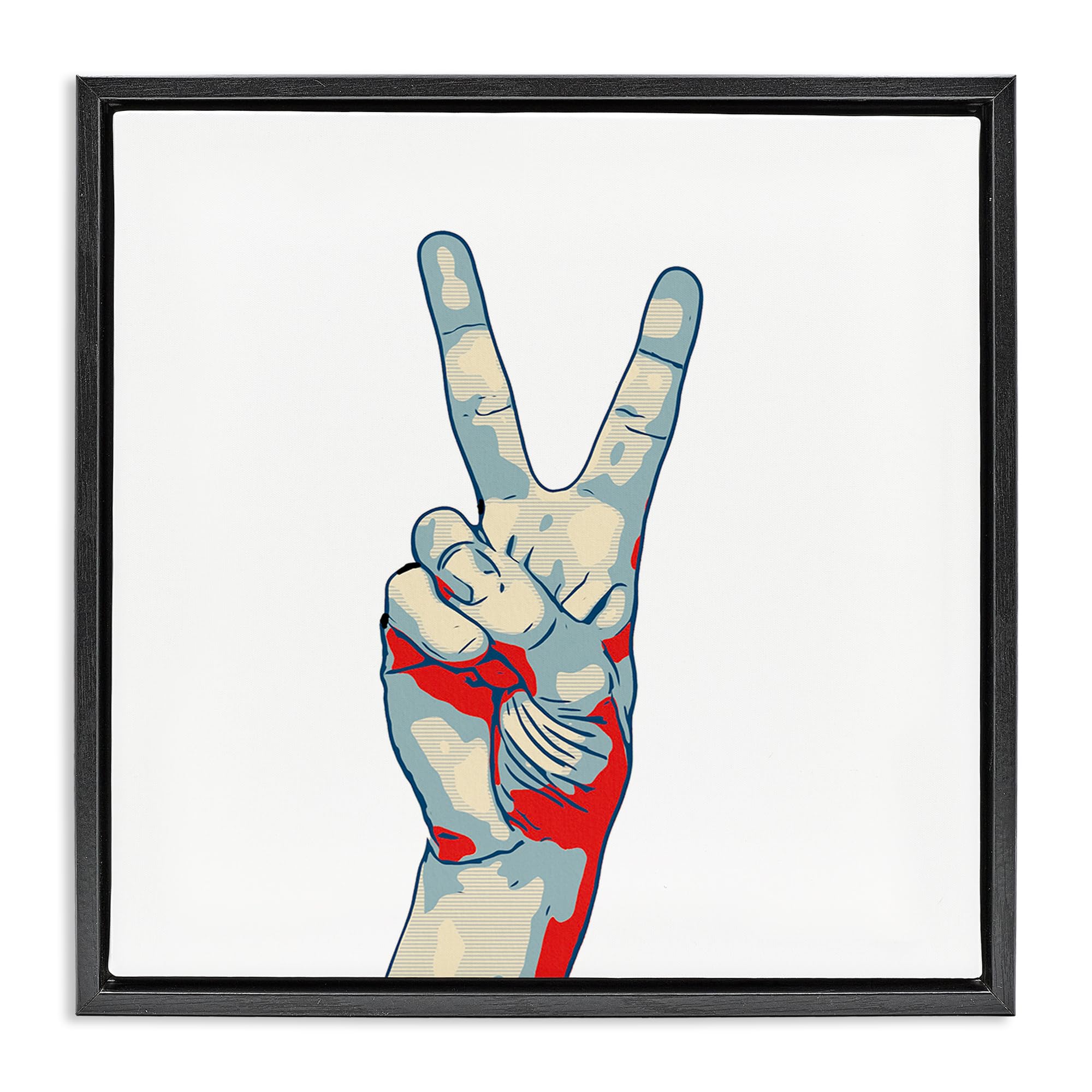 'Pop Style Peace Gesture'| Floating Frame Canvas Art
