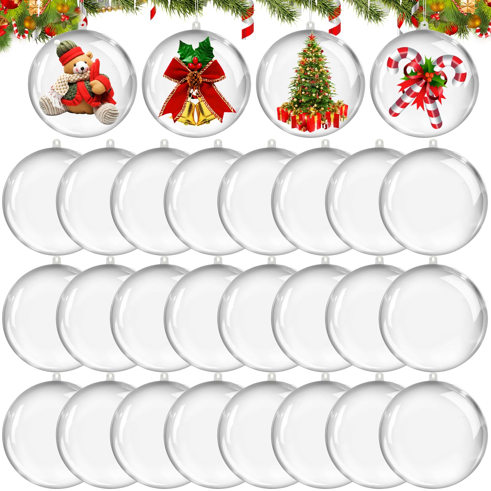Boules de Noël transparentes de 8cm à remplir pour décoration de sapin festive