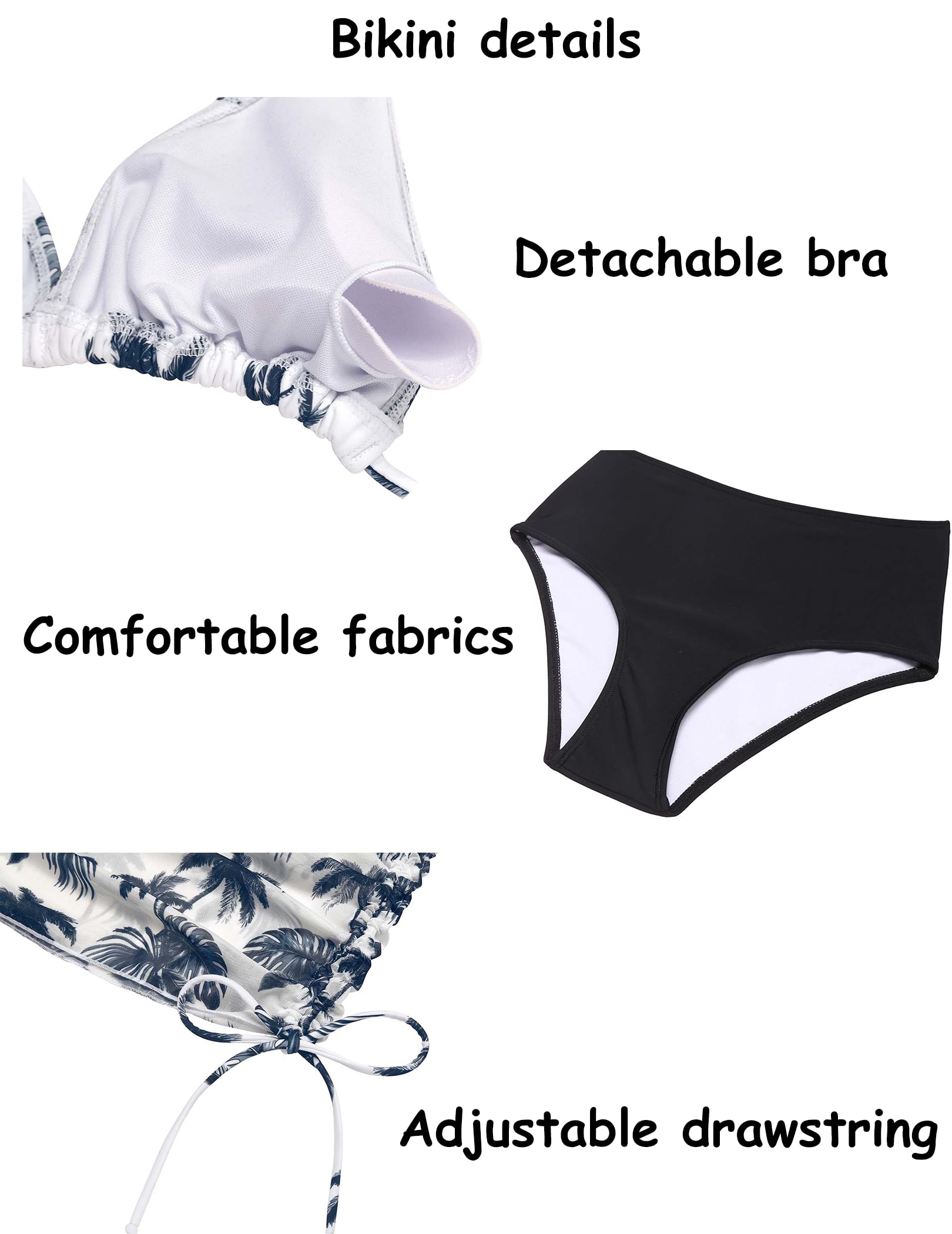 Arshiner Niñas Conjunto de Bikini 3 Piezas Niños Cuello Halter Tankini de Tres Piezas con Falda Verano Impresión Traje de Baño Bikinis para Niñas 7-15 Años