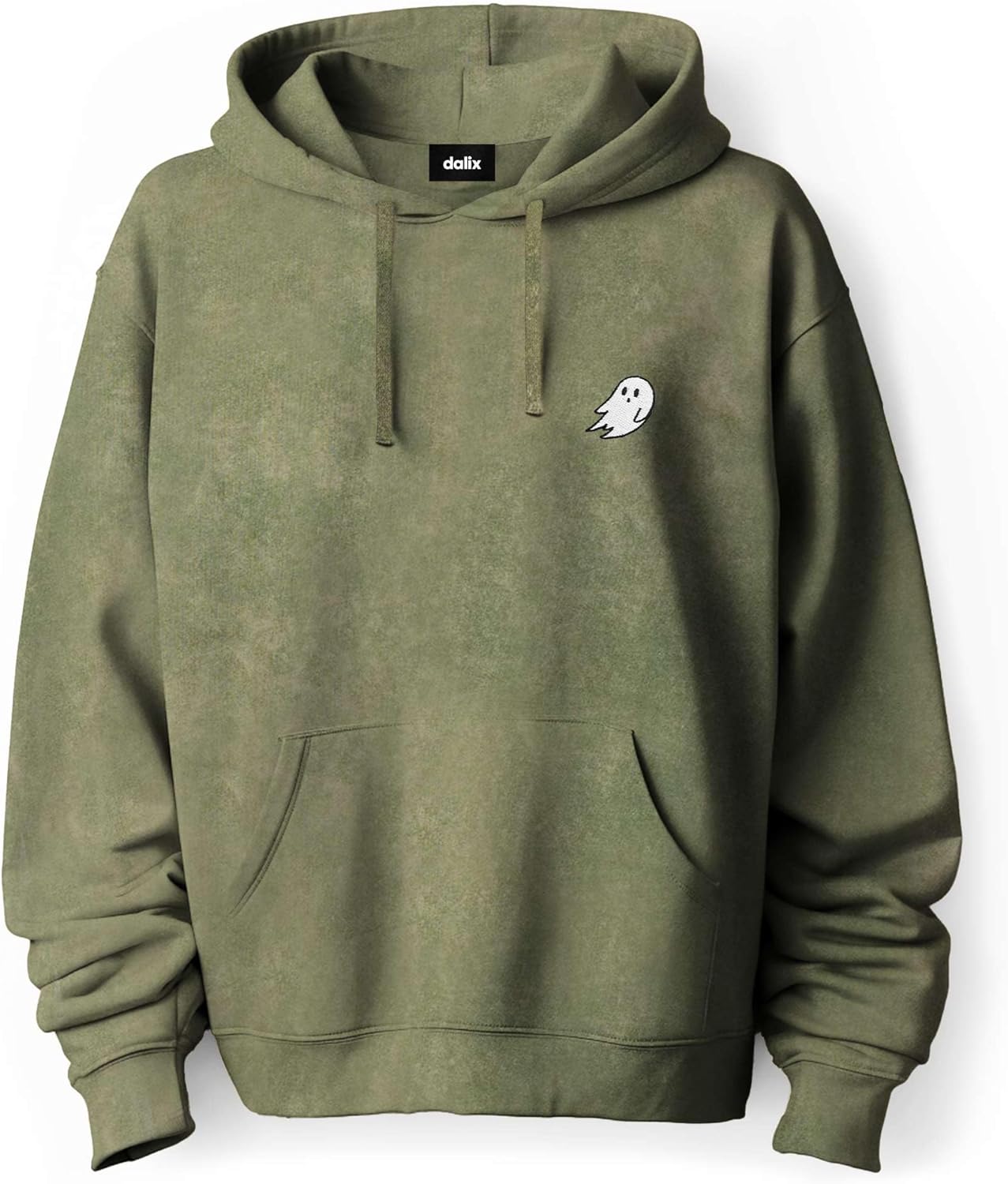 DALIX Ghost Embroidered Washed Hooded Sweatshirt Fleece Soft Cotton Mens