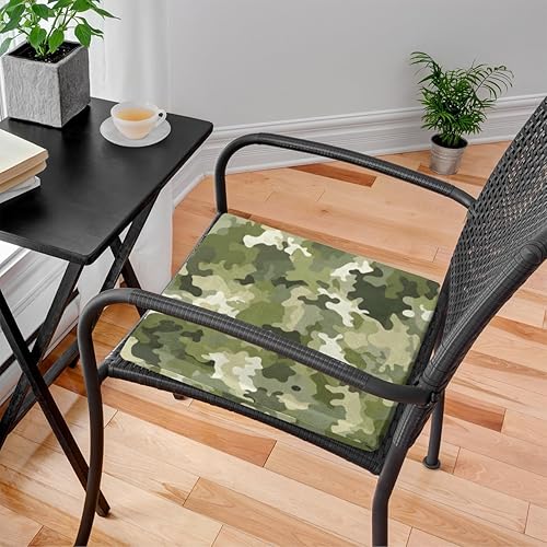 Miniatura 2 de Bardic 1 cojín para silla, cojín de espuma viscoelástica de camuflaje militar de camuflaje pintado de camuflaje, almohadillas cuadradas extraíbles