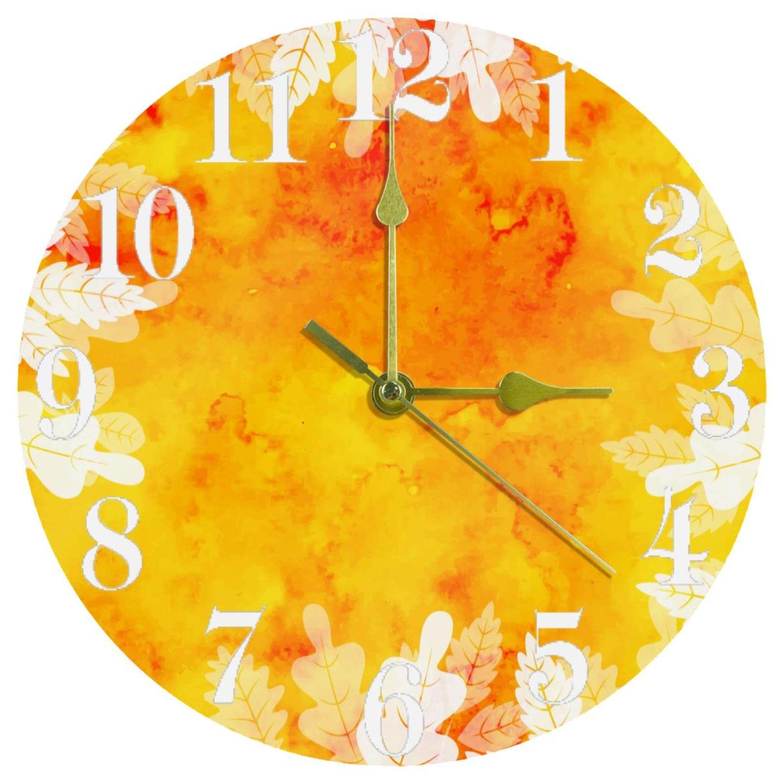 Horloge murale aquarelle jaune au design artistique rond et épuré