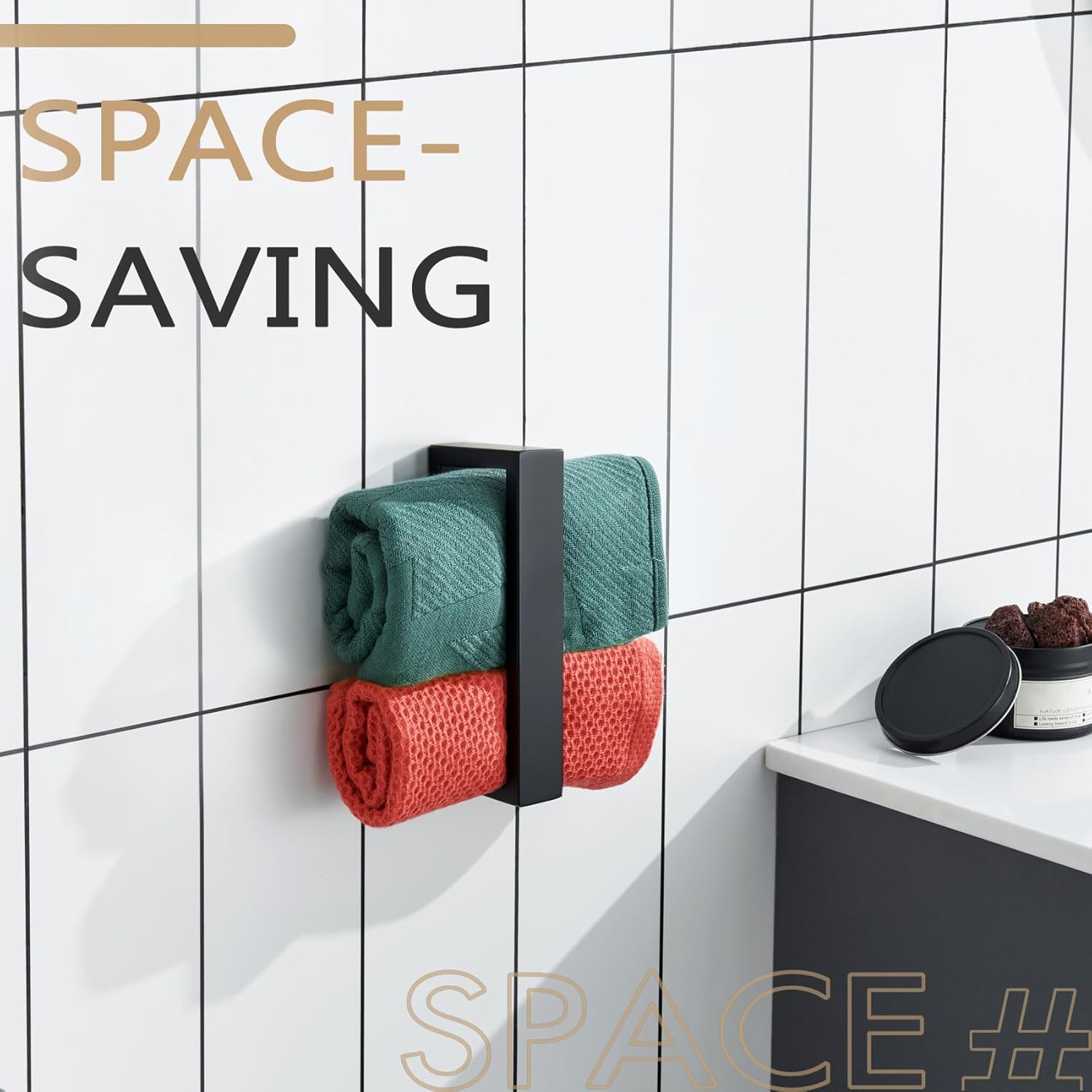 KOKOSIRI Towel Ring Matte Black Hand Towel Bar Holder 9-Inch Kitchen Rack Stainless Steel for Bathroom Hardware Wall Mounted, 1 Pack B4008BK-L9