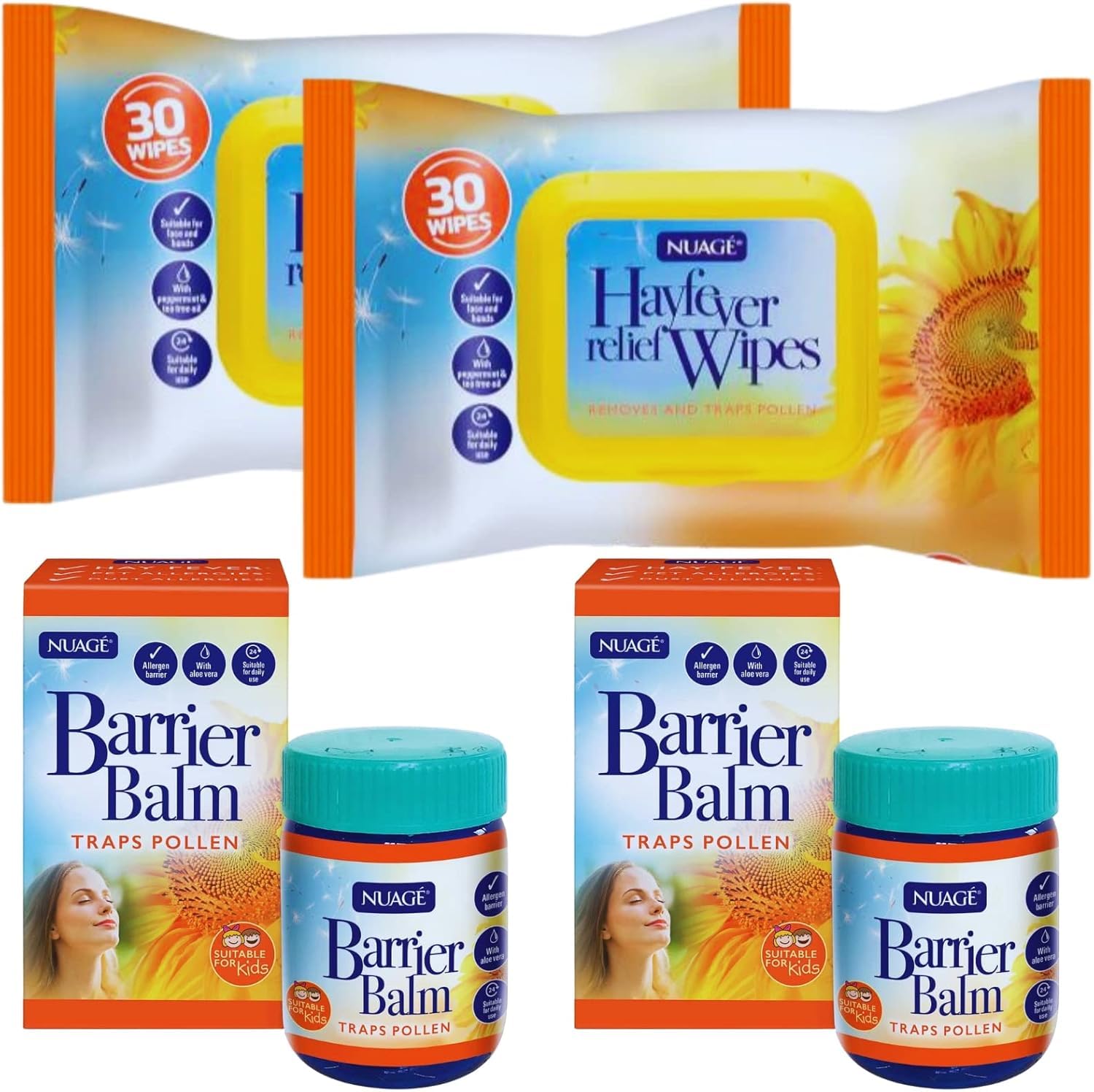 Allergy Balm and Wipes for Hay Fever, Allergy Barrier, Balm with Allergy Relief Wipes (2 Pack) – Solution, Natural Pollen Blocker, Biodegradable Wipes, Peppermint & Tea Tree Oil | SterlingSquare