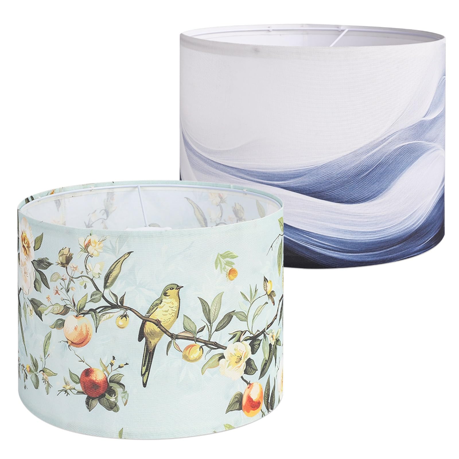 Haultop Drum lamp shades, 2 Pack Printed Patterns, 13x13x10in Fabric Lamp Shade, Lamp Shades for Table Lamps, Spider, Support E26/E27 Base