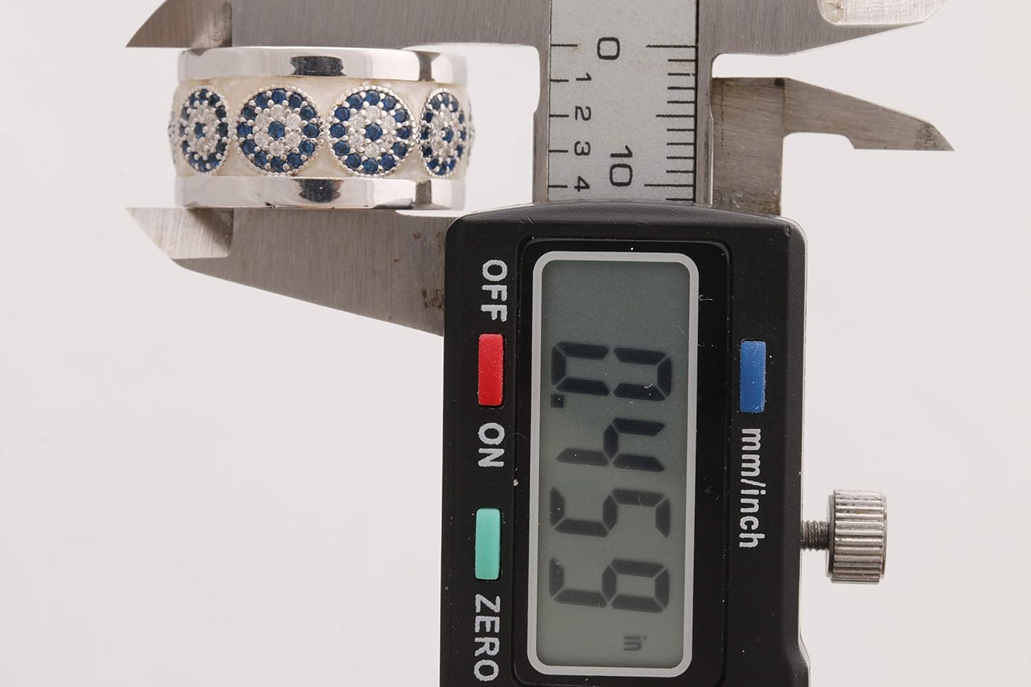 Nazar ! Turkish Handmade Jewelry White Enamel Evil Eye Sapphire Topaz Sterling Silver Ring Size With Multiple Size Options - Image 9