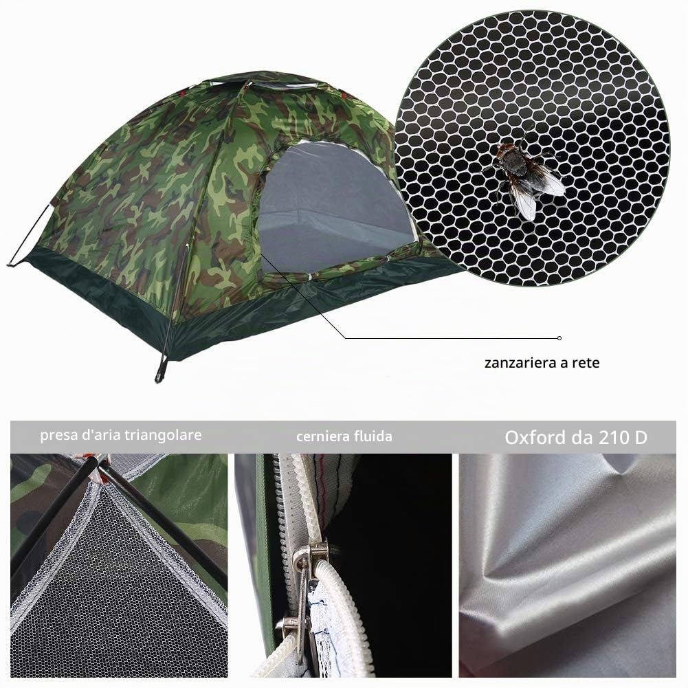 Tenda Doppia da Campeggio Jadpes, Esterno Protezione UV Impermeabile 2 Persone, Campeggio Esterno, Escursionismo