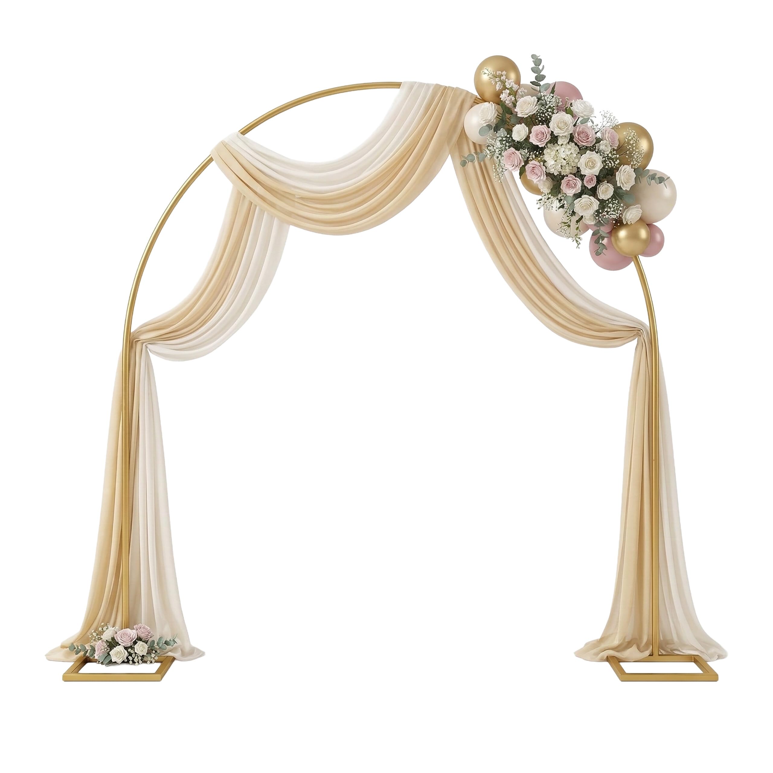 Arco de Globos Relaxdays, Metal, Bodas, cumpleaños, compromisos, 230x230 cm, Flores y Globos, Arco Redondo, Dorado