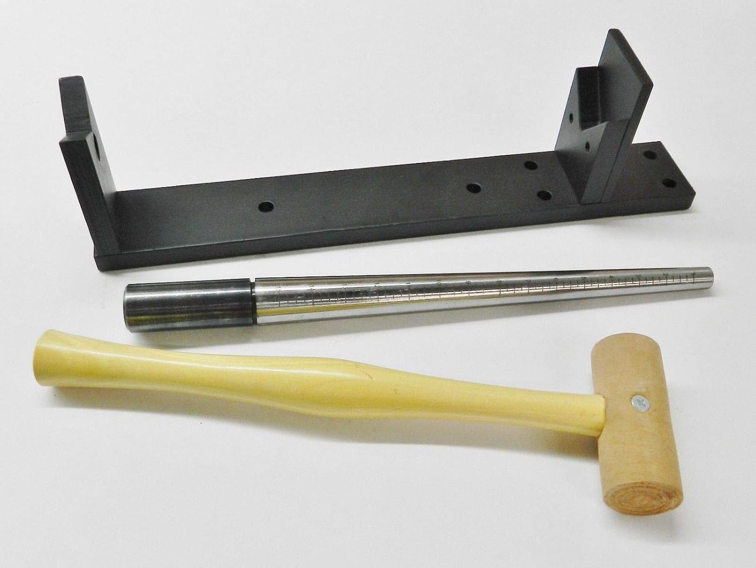 Steel Ring Mandrel - Rawhide Mallet - Mandrel Rest Jewelry Making Tools Set of 3