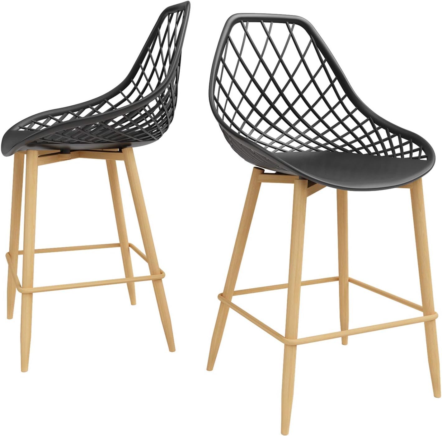 Jamesdar Camber Counter Chair (Set of 2), Black/Natural