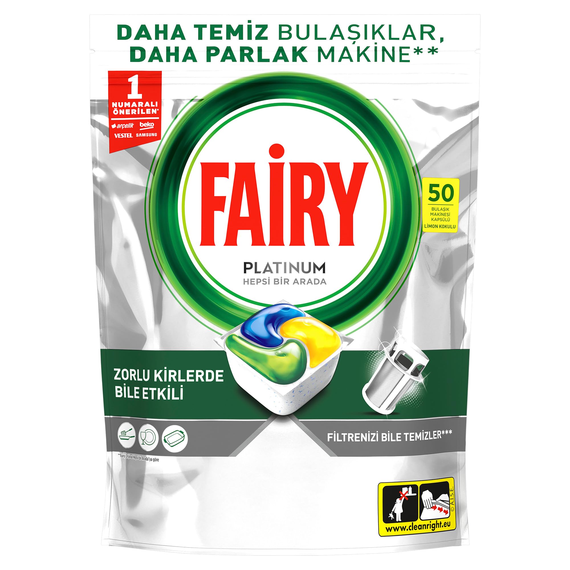 Fairy Platinum Bulaşık Makinesi Deterjanı Kapsülü/Tableti 50 Yıkama