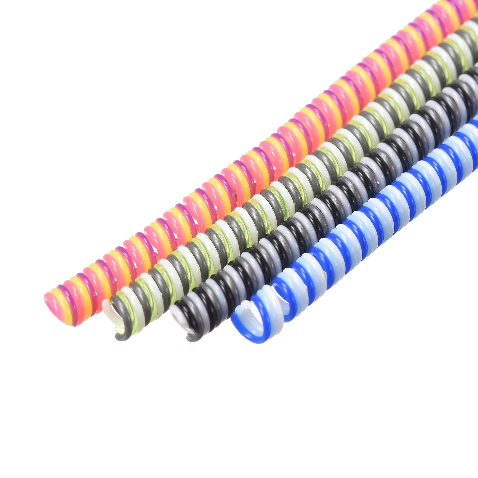 uxcell Spiral Cable Protector for USB Cord Sleeve 4.6 Feet Each, Red, Gray, Black, Blue