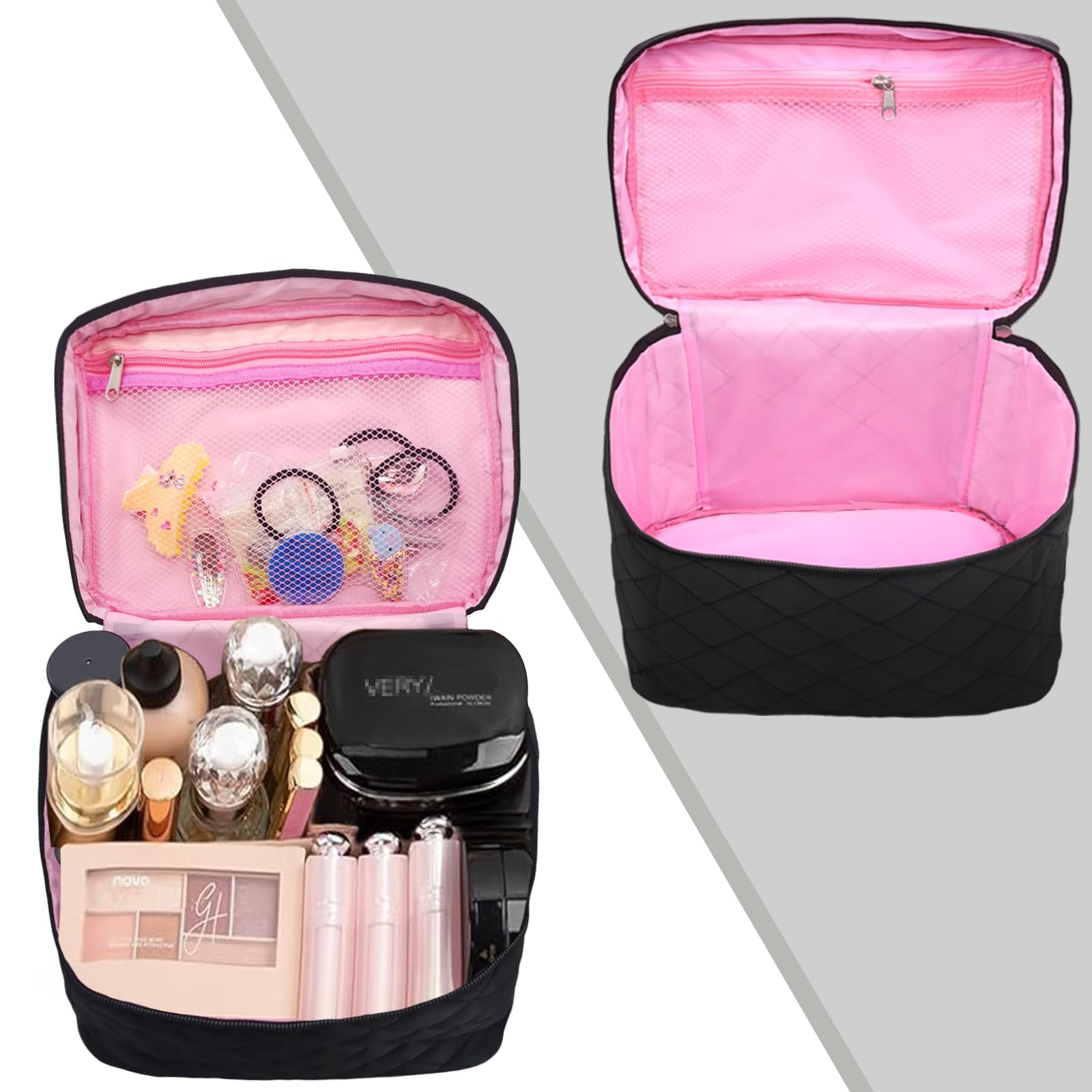 Astuccio per trucchi, grande borsa cosmetica,astuccio da toilette pieghevole impermeabile multifunzione,per vacanze campeggio bagno