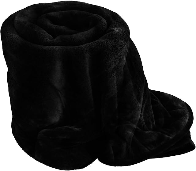 GA COMMUNICATIONS®Animal Print Fleece All-IN-One Soft Warm Faux Fur Blanket, Hard Back Case Cover for Single/Double/King Size Bed, black, Large (150x200cm)