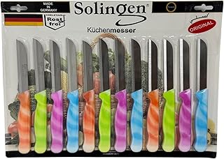 SOLINGEN Stainless Steel Kitchen Knife Set - Ultra Sharp Serrated Blade Knifes for Vegetables & Fruits