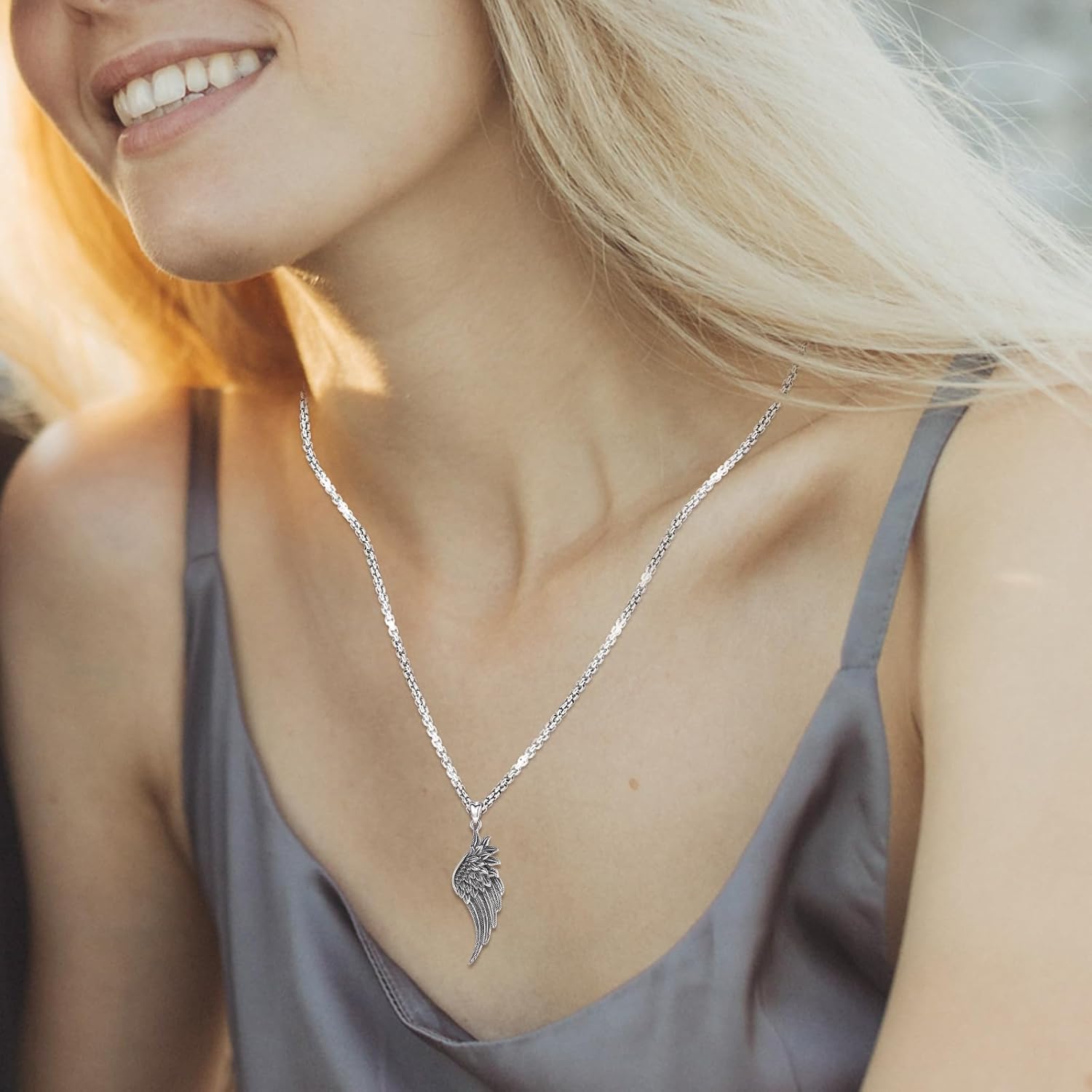 Angel Wings Necklace 925 Sterling Silver Guardian Angel Nurse RN Caduceus Pendant Charm Crystal Angel Jewelry Gifts for Women - Image 5