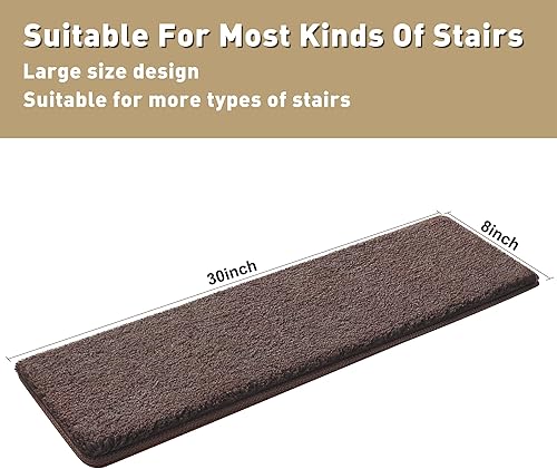 Miniatura 50 de PURE ERA - Alfombras para peldaños, de felpa suave, con bordes redondeados, de interiores, aptas para mascotas, antideslizantes, sin cinta, lavables