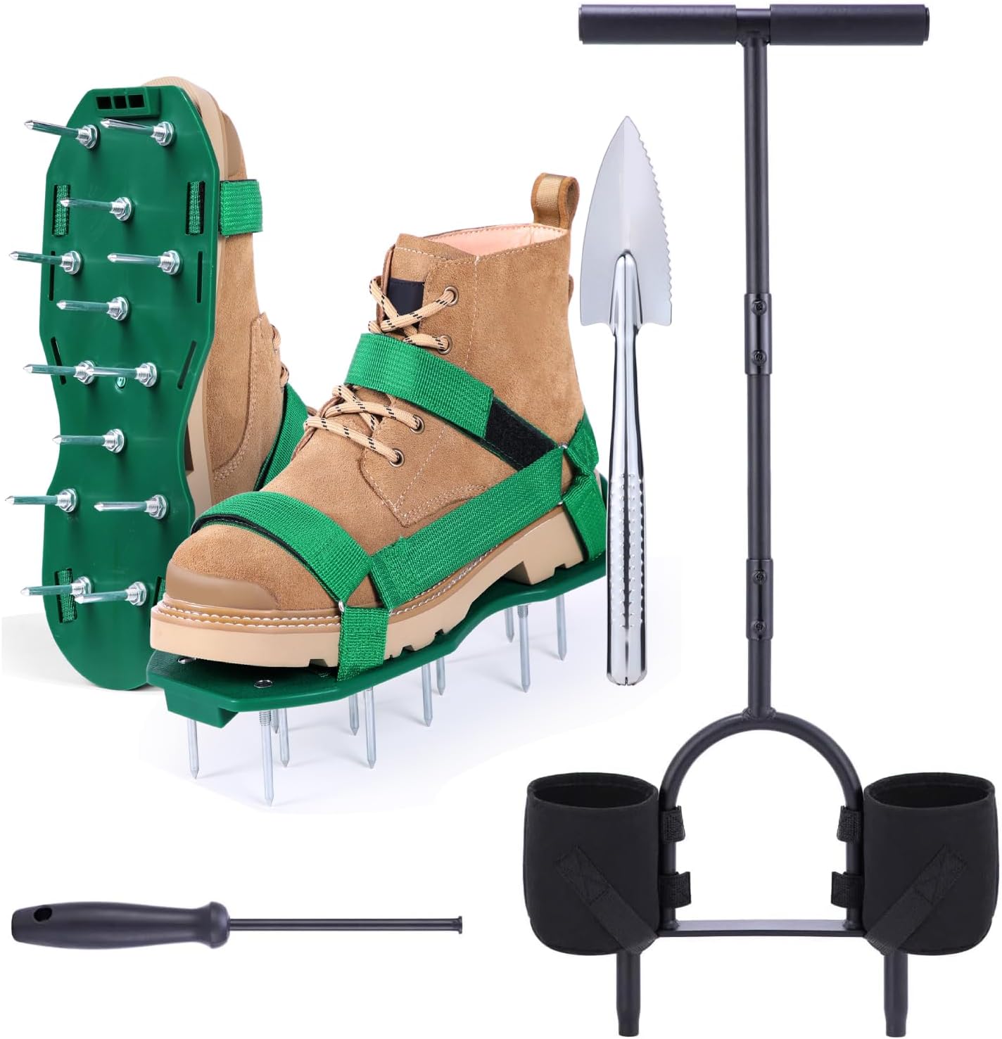 Ohuhu Lawn Aerator Shoes for Grass + Core Aerator Lawn Tool