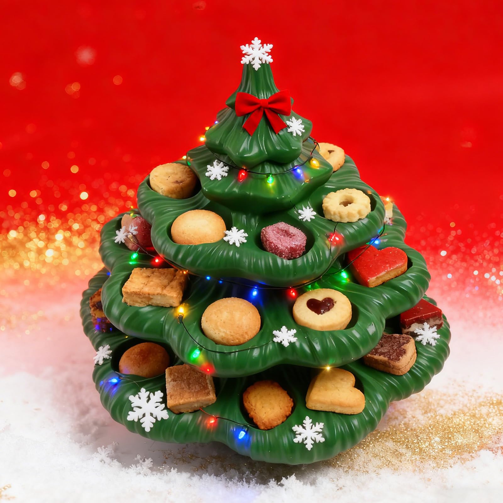 Bandeja para Servir de Resina con temática navideña para Huevos y refrigerios del Forma de árbol de Navidad Solución de Adorno de Cocina fácil de Limpiar Bandeja para Servir para árbol de