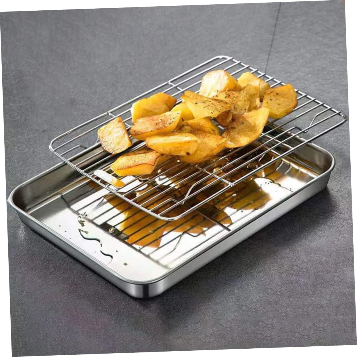 1set Multi-function Baking Rack Non-stick Camping Baking Pan Wire Rack for Oven Cooking for Cookies Cakes and Desserts