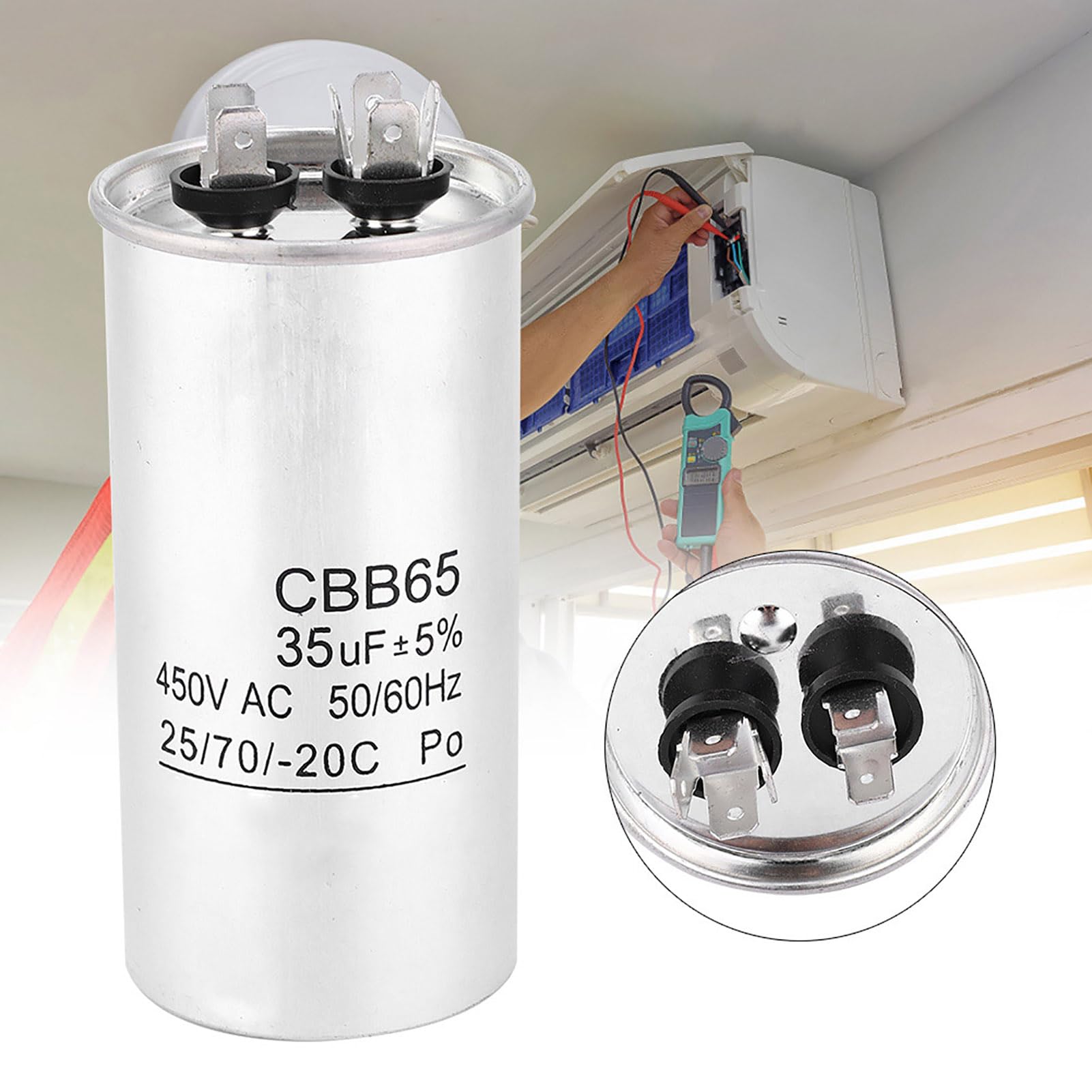 Kondensator Rozruchowy CBB65 35uF 450V do Klimatyzatora Silników Przemysłowych Temperatura 40/70/-20 dla Systemów Chłodzenia i Wentylacji