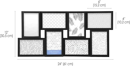 Miniatura 2 de Melannco Marco de collage de fotos de 24 x 12 pulgadas, con 8 aperturas, muestra cuatro fotos de 4 x 6 y cuatro fotos de 6 x 4 pulgadas, color negro