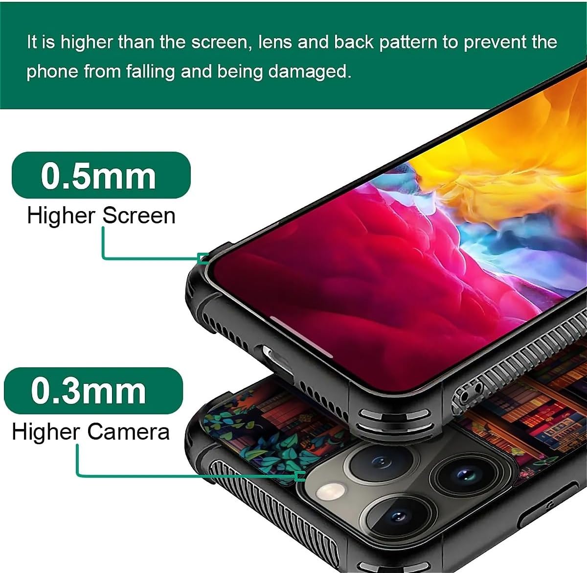 CARLOCA Compatible with iPhone 16 Pro Max Case,Colorful Book Wall Flowers for Men Woman,Anti-Scratch Soft TPU Shockproof Unique Protective Cover Pattern Design - Image 2