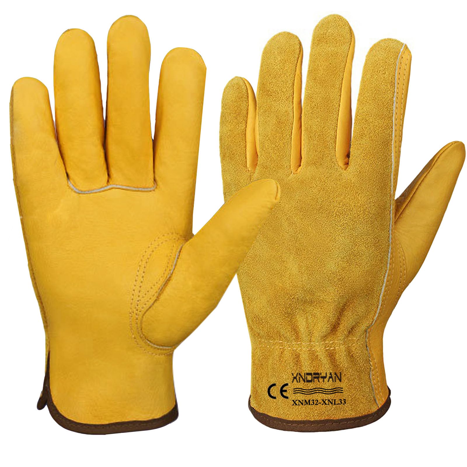 Xndryan Men's Yellow Gardening Gloves For And Wo, Garden Gloves Thorn Proof Gardening Gloves Comfortable Breathable Comfortable Breathable Heavy Duty Garden Gloves Leather Work Gloves X-Large