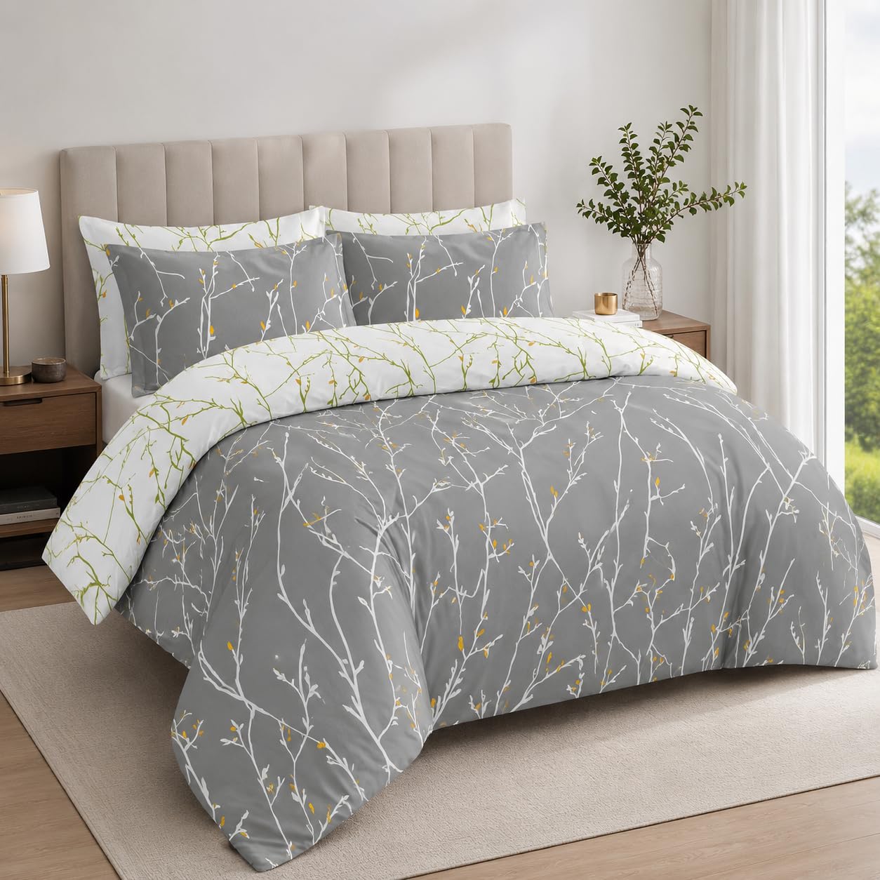 SeventhStitch Luxurious Floral Bedding Super King Duvet Set 100% Brushed Microfibre Duvet Cover Sets 3 Piece Winter Sunmmer All Season Soft Quilt Covers Easy Care, Hypoallergenic, Machine Washable โ image 1
