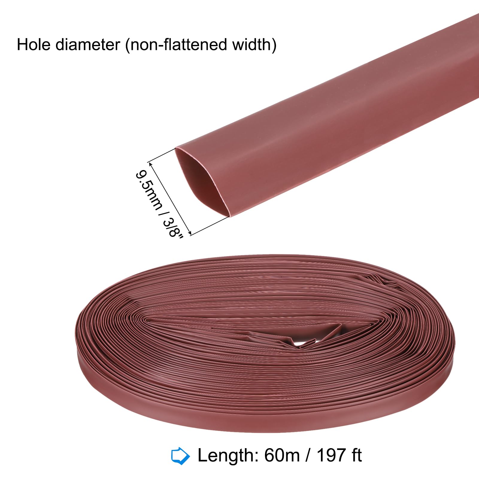 Guaina termorestringente, diametro interno 1/24", lunghezza 75,9 m, rapporto 2:1, poliolefina, guaina termorestringente per isolamento dei cavi elettrici, gestione dei cavi, nero