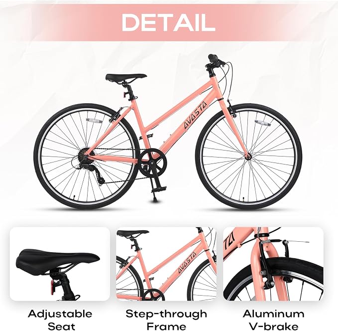Bicicleta de ruta Populus 700C para mujer, cuadro aluminio 17" miniatura 3