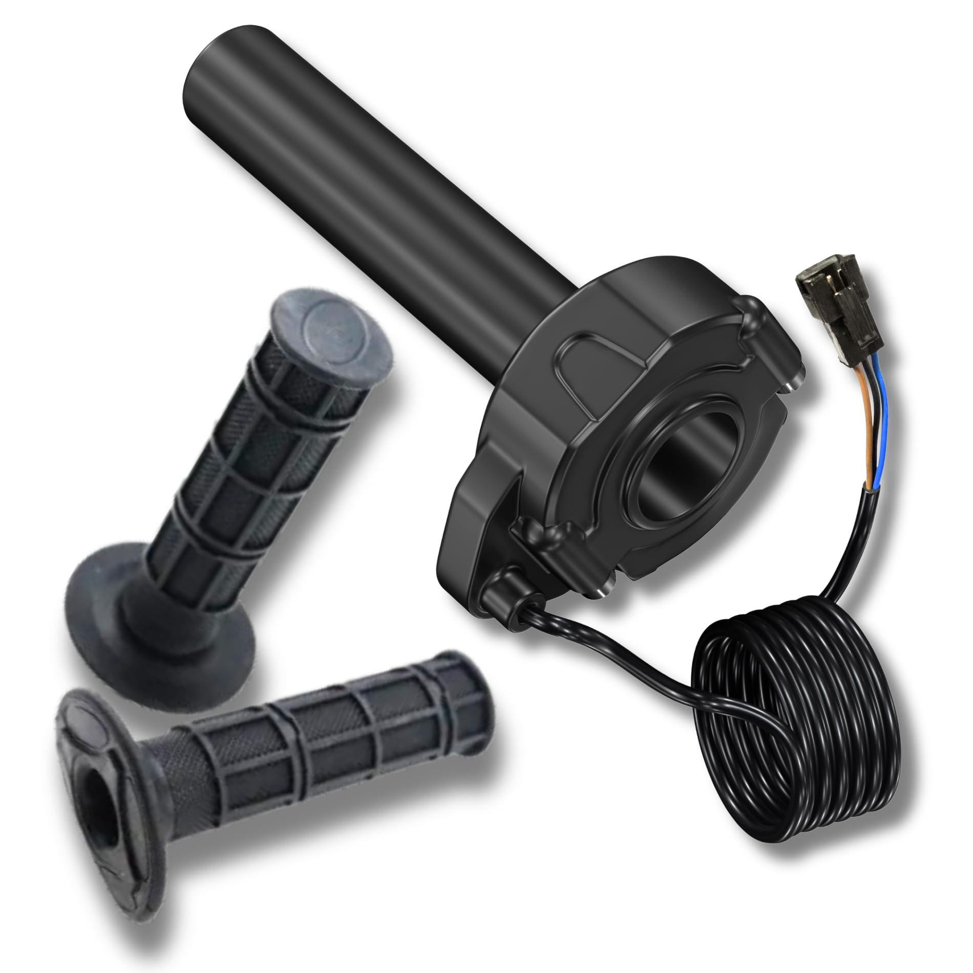 Accélérateur complet pour vélo électrique - Poignées gaufrées noires - Convient pour 3 broches SM JST - Pour vélo électrique Surron, motocross 12 V, 24 V, 36 V, 48 V, 52 V, 60 V, 72 V