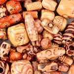 230 Pcs Printed Wooden Beads with Holes, Macrame Large Hole Beads Various Shapes Loose Wooden Beads Round Barrel Wood Beads Macrame Tube Square Wood Beads African Style Wood Beading for Jewelry Making Bracelet Necklace Hair Craft DIY