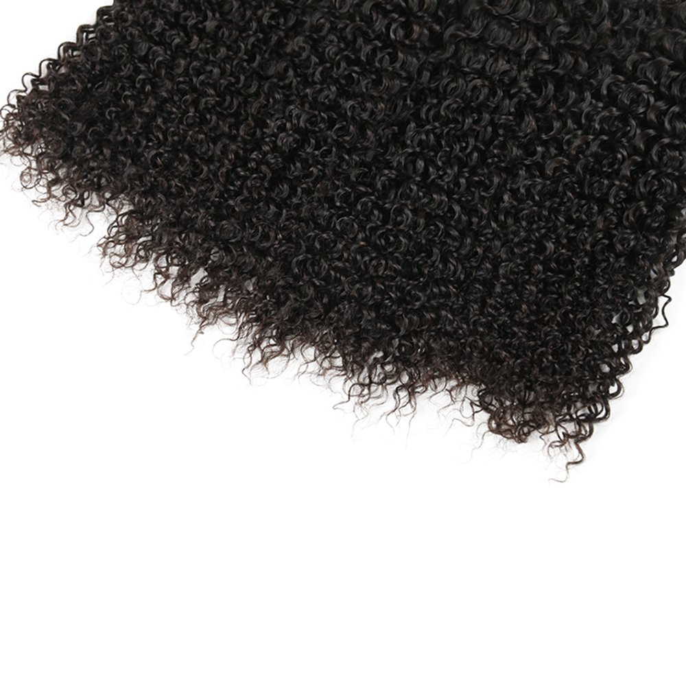 8A Kinky Curly Bundles with Closure (10 10 10+10) Wet and Wavy Brazilian Virgin Human Hair 3 Bundles with 4x4 Lace Closure with Baby Hair Free Part 1B# Curly Wave Human Hair Extensions