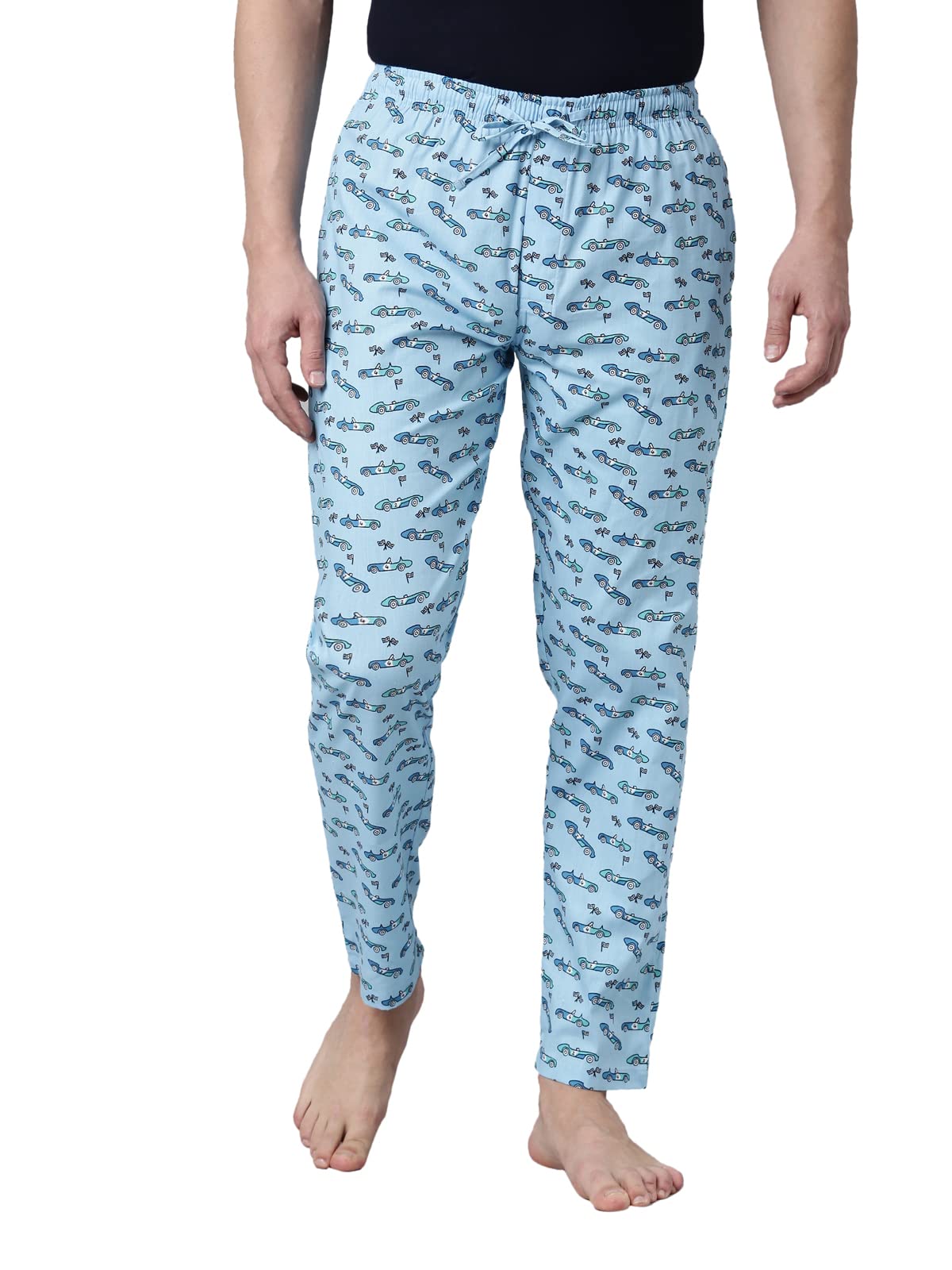 joven Men's Wine Printed Casual Regular Fit Cotton Pyjama-picture-28