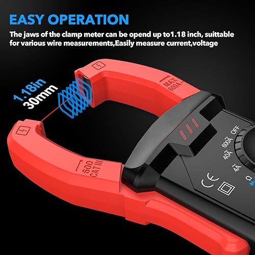 Miniatura 6 de MESTEK Medidor de abrazadera digital Probador de voltaje multímetro 4000 cuentas de rango automático Amp Volt Ohm medidor con NCV, mide corriente