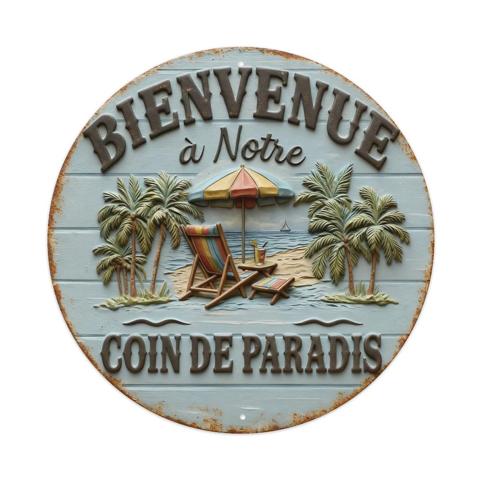 Zlatcbu Vintage Welcome To Our Corner Of Paradise Metal Tin Sign Retro Wall Art Poster, Decor For Home Living Room Bar Cafe Garage, 8X8 Inch