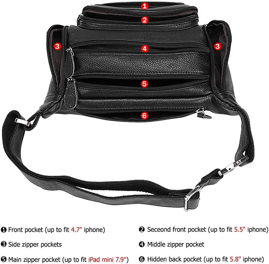 TIDING Genuine Leather Fanny Pack for Men Multifunction Waist Bag Outdoor Travel Camping Crossbody Bag - Image 4