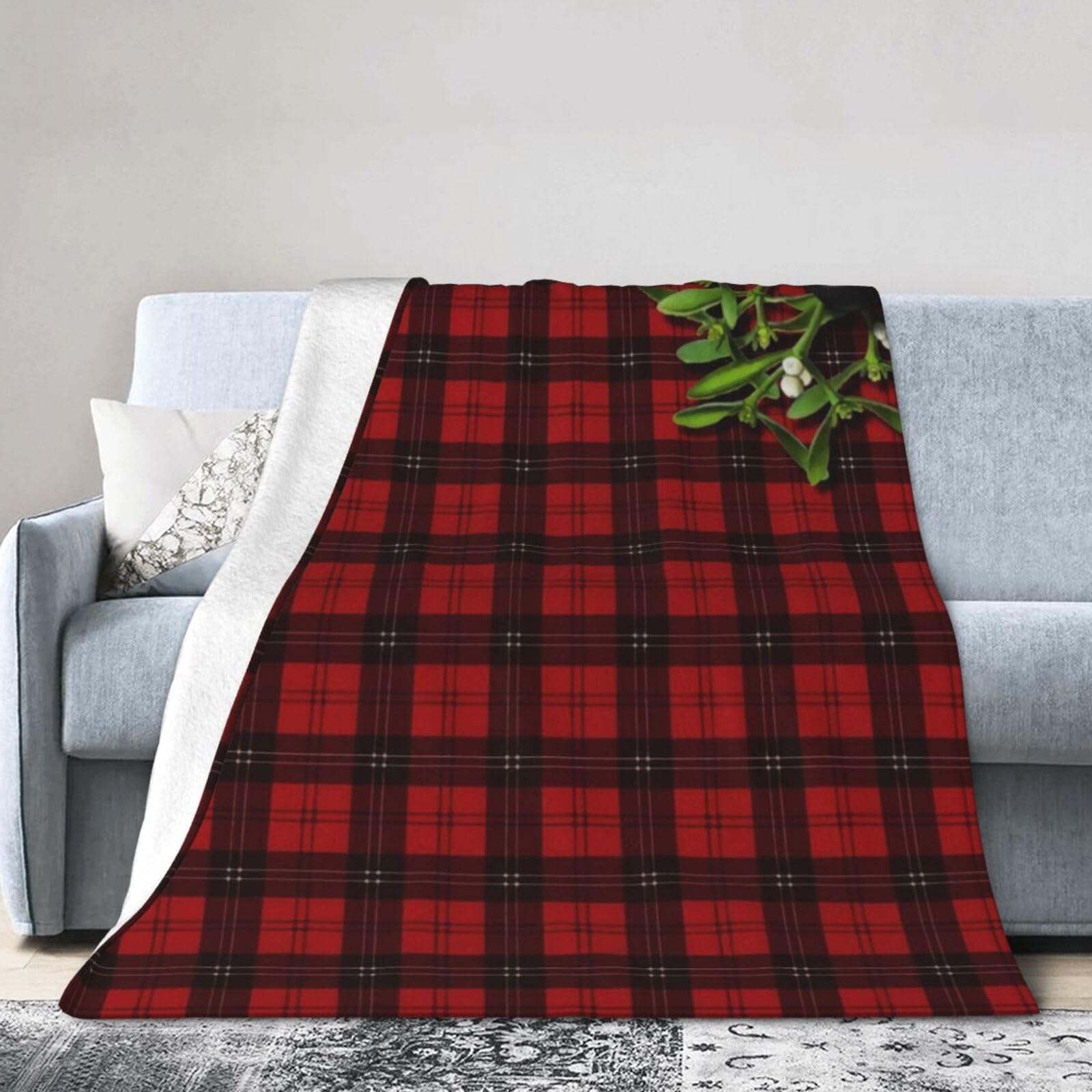 ERTDFXCV Christmas Plaid Blanket 60"x50"