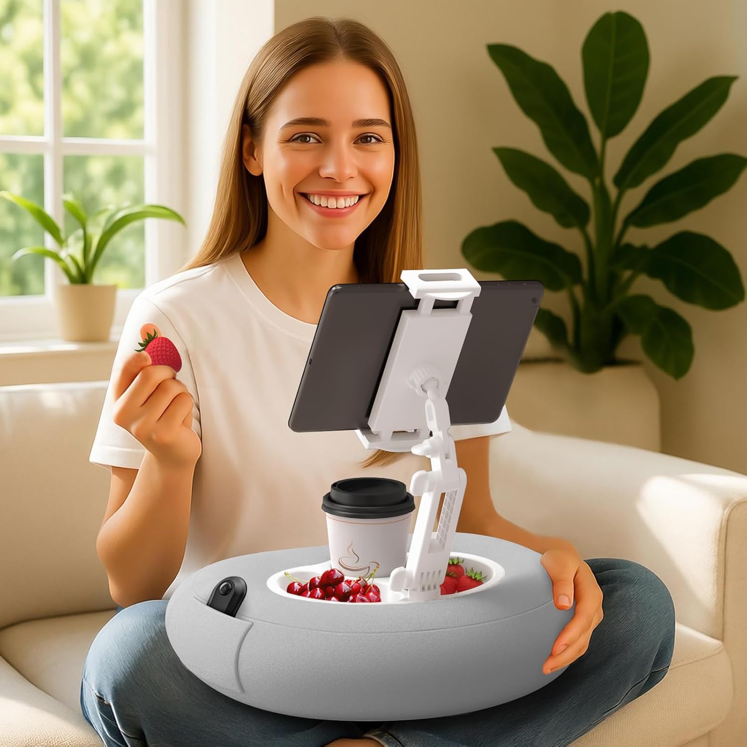 Tablet Pillow Stand for Kindle iPad Compatible with 4.7"-10" Phone/Tablet, iPad, iPhone, Samsung, Google, Kindle Holder for Bed Sofa Healthy Reading Lazy Person's Magic Tool and Relieve Neck Pressure