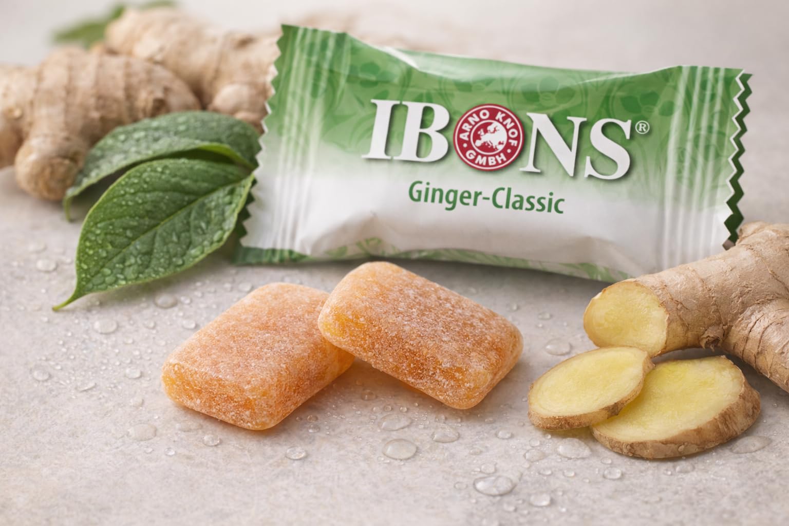 IBONS Ingwer Bonbons Classic – Weiche Ingwer Kaubonbons mit echtem frischem Ingwer – Süß & leicht scharf – Vegan & Glutenfrei & Halal & Lactosefrei – 10 x 92 g Tüten