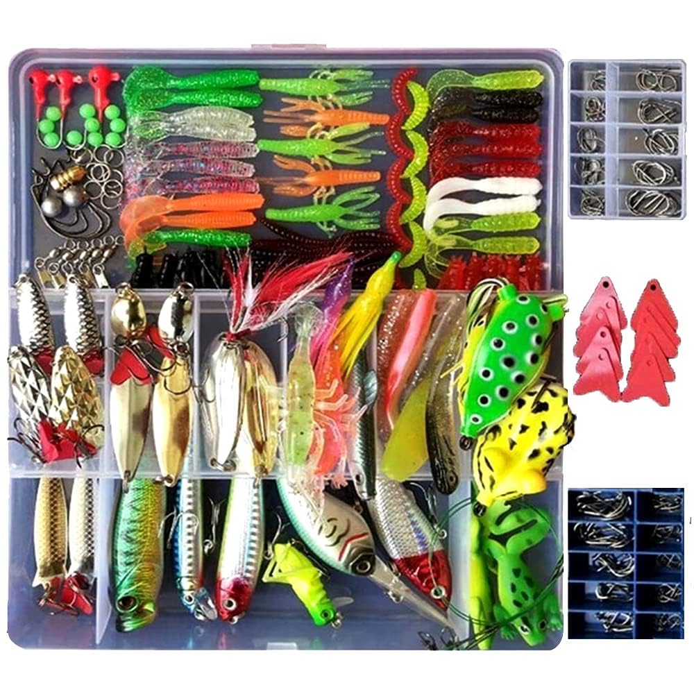 275 Pcs Fishing Lure Tackle Box Kit for Fresh and Saltwater Set