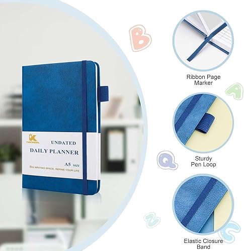 Miniatura 2 de Agenda diaria sin fecha, agenda sin fecha con horarios por hora, artículos de acción y seguimiento, cuaderno organizador diario A4 para aumentar la