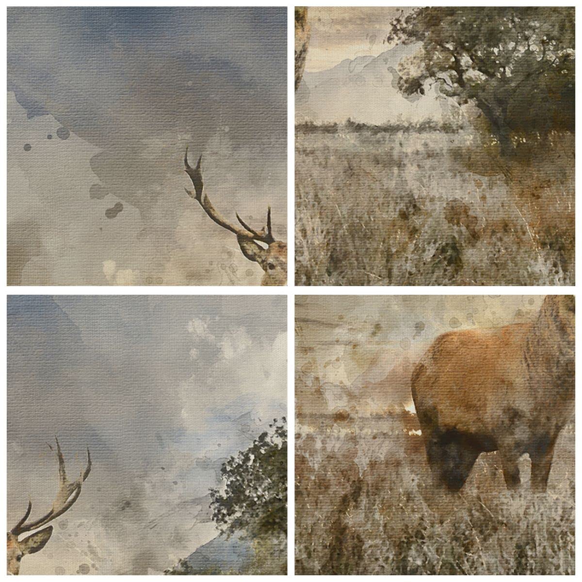 ARTTOR Bilder auf Leinwand 160x85cm Wandbild Landschaften Natur - 3465 | Reh Mehrteilige Groß XXL Wanddekoration Wohnzimmer Schlafzimmer Küche Wanddeko Wand Kunstdruck Wandkunst Wall Decor ARTTOR